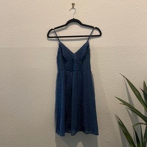 American Eagle Blue Dress with Eyelash Ruffle Design